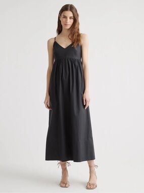 Quince Navy 100% Organic Cotton Sleeveless Maxi Dress, Size XS